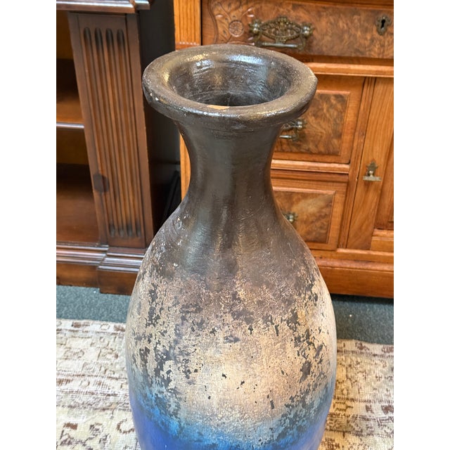 Ceramic Elongated Abstract Ombre Vase, Large For Sale - Image 7 of 12