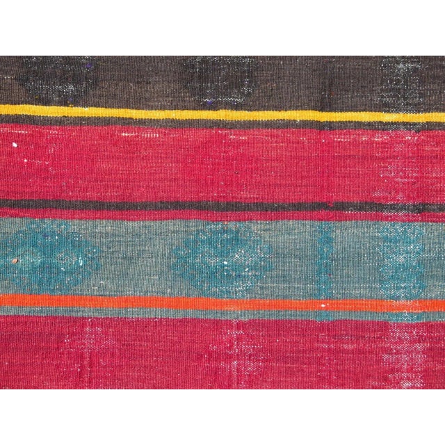 Burgundy 1960's Vintage Handmade Kilim Runner - 24" X 134" For Sale - Image 8 of 12