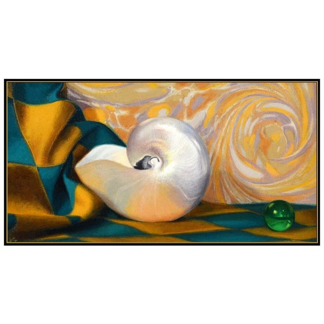 Message us to inquire about custom framing options! (Included for free with every purchase) The artwork here, "Nautilus",...
