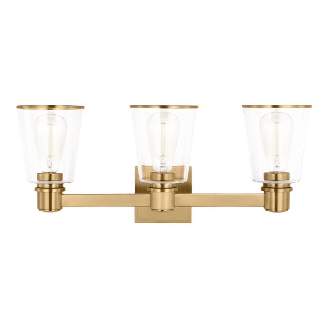 Chapman & Myers by Visual Comfort Studio Alessa 3-Light Bath Vanity Sconce in Burnished Brass For Sale