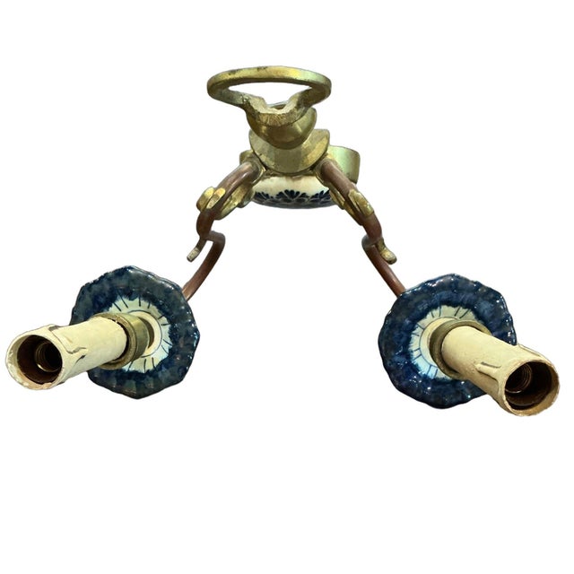 Mid 20th Century Dutch Delft Hand Painted Sconces - Pair For Sale - Image 12 of 13