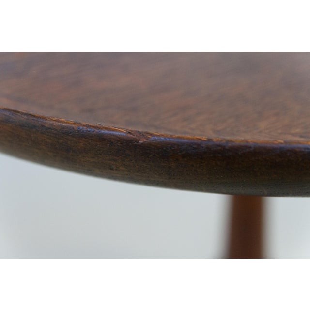 Danish Round Tripod Side Table in Stained Oak by Anton Kildeberg, 1960s For Sale - Image 17 of 18