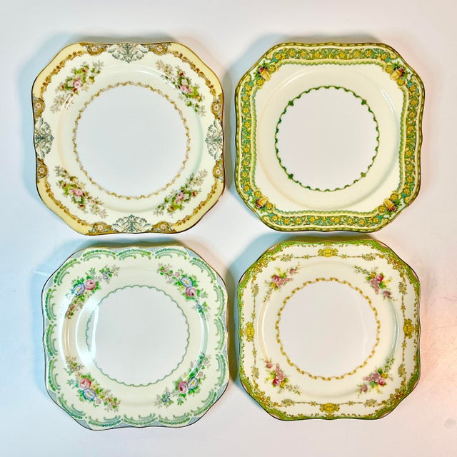 Victorian 1950s Vintage Boho Chic Japanese Eclectic Victorian China Luncheon Plates - Set of 4, Meito China For Sale - Image 3 of 11