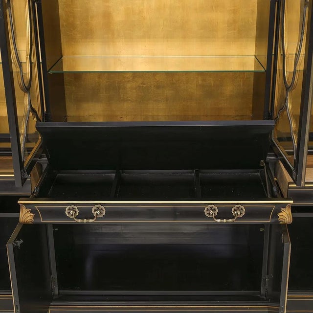 1960s Vintage Karges Chinoiserie Style Bubble Glass Secretary Breakfront For Sale - Image 5 of 17