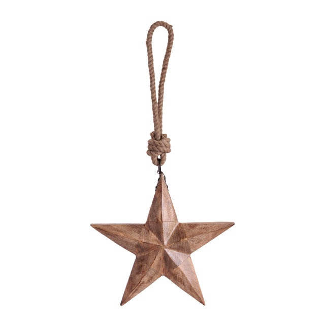 Kenneth Ludwig Chicago Wood and Jute Star Ornament 14.75"H For Sale - Image 4 of 4