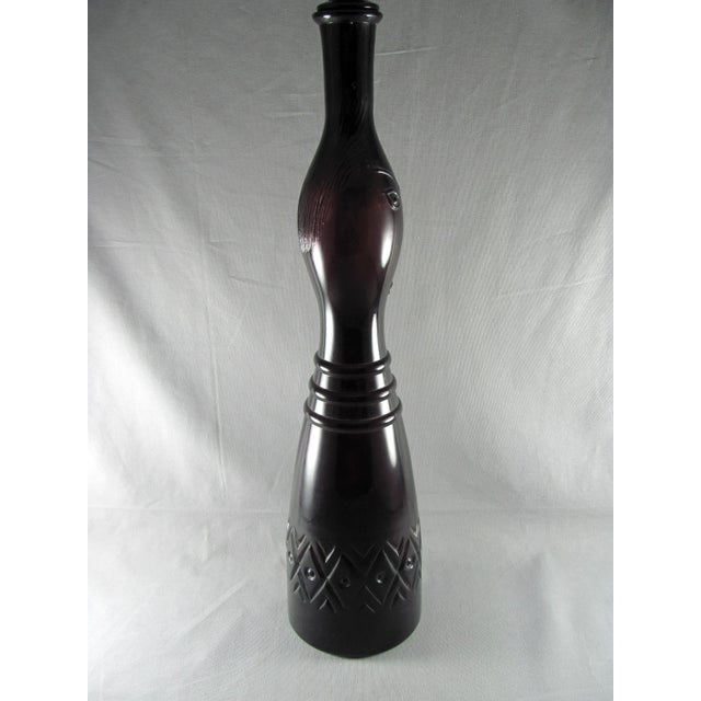 Large Empoli Italian Genie Face Amethyst Art Glass Bottle Decanter For Sale - Image 10 of 13