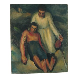 1940s - R. Perrin Mother & Christ Child French Oil on Canvas Religious Painting For Sale