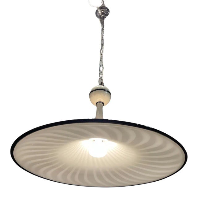 Black Large Italian Black & White Murano Glass Light Pendant For Sale - Image 8 of 12