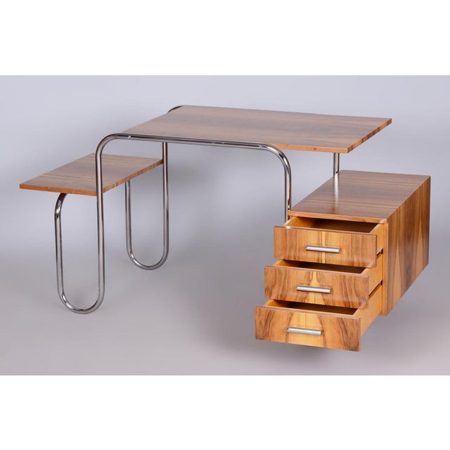 Czech Bauhaus Walnut Writing Desk by André Lurcat, 1930s For Sale - Image 13 of 16