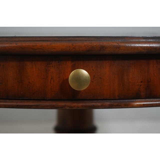 Brown 1990s Maitland Smith Round Mahogany Leather Top Center Table For Sale - Image 8 of 18