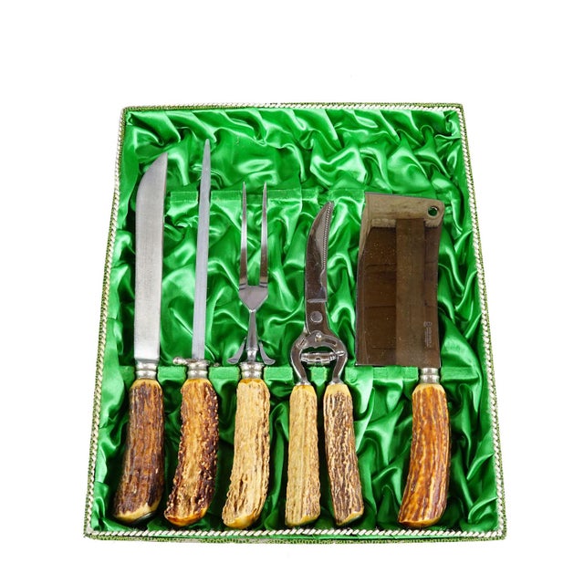 Vintage 5-Piece Carving Set With Box - Baron Solingen Germany 1950s For Sale - Image 4 of 8