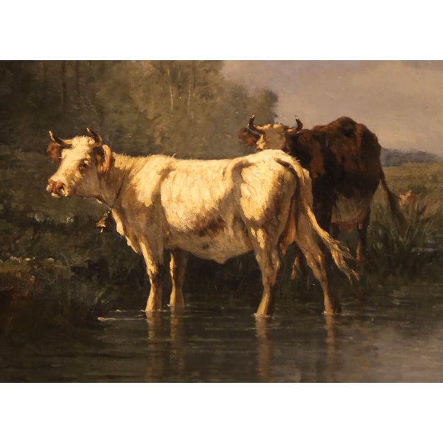Late 19th Century 19th C. Spanish Oil Painting of Cattle Signed Antonio Cortes in Giltwood Frame For Sale - Image 5 of 12