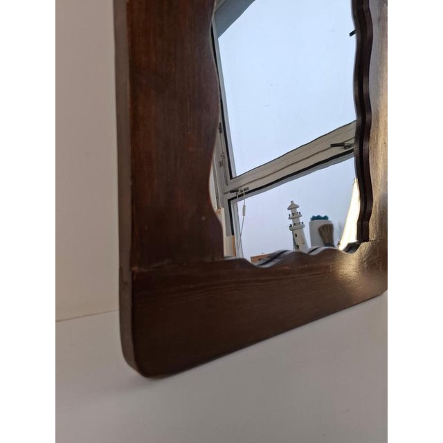 1940s Mid-Century Czechoslovak Wavy Wooden Frame Wall Mirror, 1940s For Sale - Image 5 of 17