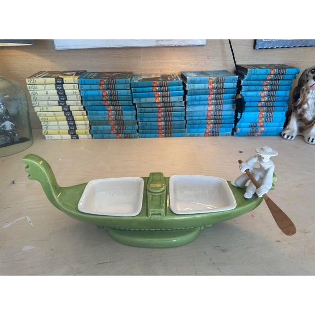 Vintage Green Royal Haeger Mid-Century Gondola Serving Dish for Dips For Sale - Image 11 of 13