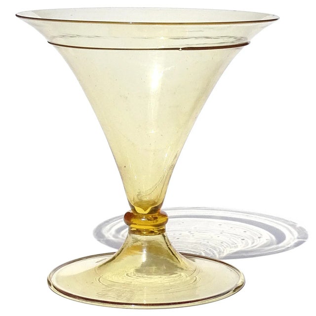 Antique Murano Vittorio Zecchin MVM Capellin Soffiato Straw Yellow Amber Color Italian Art Deco Glass For Sale In Orlando - Image 6 of 7