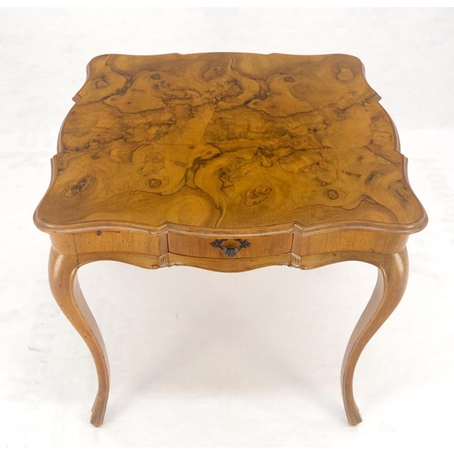 Baker Furniture Company Italian Olive Burl Wood Game Table Pull Out Trays One Drawer MINT! For Sale - Image 4 of 16