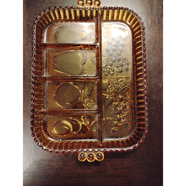 1960s Vintage 1960s Indiana Glass Co 5 Part Dived Amber Glass Serving Tray For Sale - Image 5 of 5