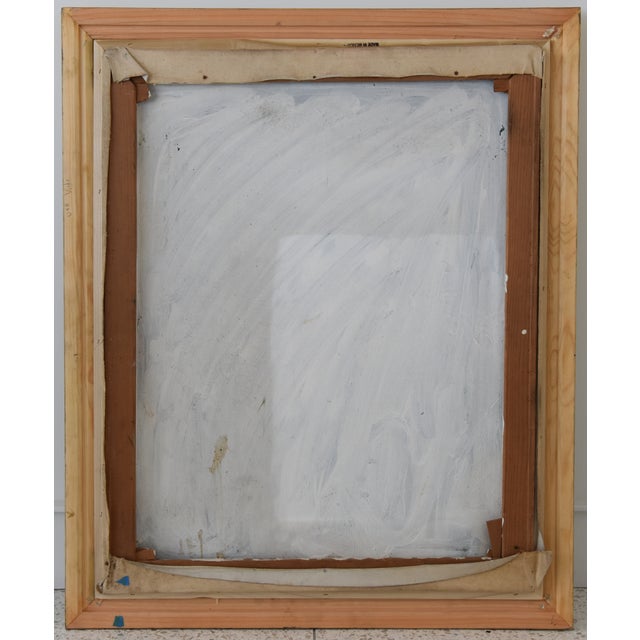 White Midcentury Vintage European Village Street Oil Painting For Sale - Image 8 of 10