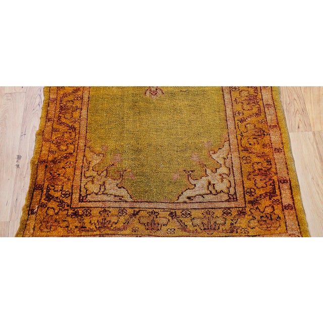 Antique Turkish Oushak Area Rug, Hand-Knotted Wool, Chartreuse, 1900s, 4' x 6' For Sale - Image 9 of 14