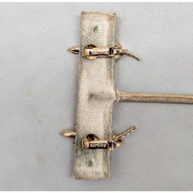 Vintage 1960s Signed Napier Faux-Topaz & Faux-Citrine Leaf Clip Earrings - 2 Pieces For Sale - Image 9 of 9