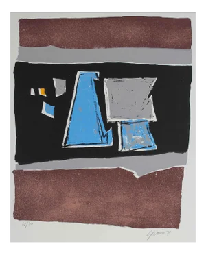 Lino Pirone Geometric Abstract Lithograph, 1971 1971