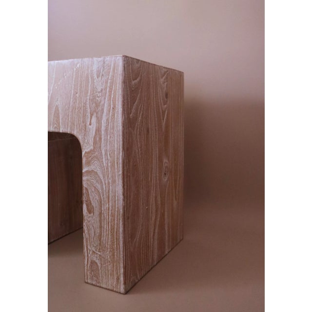 Rustic Modern Wood Side Table For Sale - Image 4 of 6