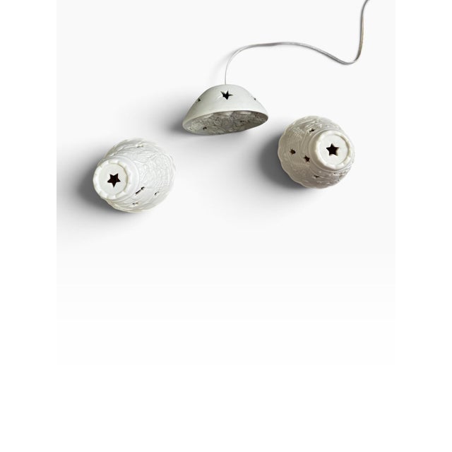 Vintage Ceramic Angel Luminary Set | 3-Piece Star Cutout Candle & Electric Lights For Sale - Image 4 of 6