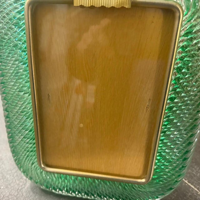 Metal 1990s Barovier Style Art Deco Green Murano Glass Picture Frame For Sale - Image 7 of 14