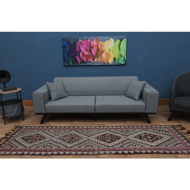 Pink 1970s Vintage Turkish Oushak Handmade Wool Cotton Pink Runner Rug For Sale - Image 8 of 11