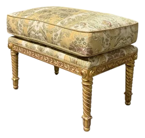 18th Century Style Giltwood Bench Ottoman W Scalamandre Fabric