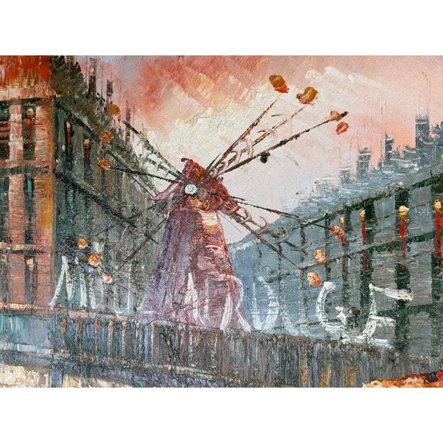 Mid‑Century Paris “Moulin Rouge at Dusk” Original Impasto Oil Painting — Signed C. Kany For Sale In Phoenix - Image 6 of 10
