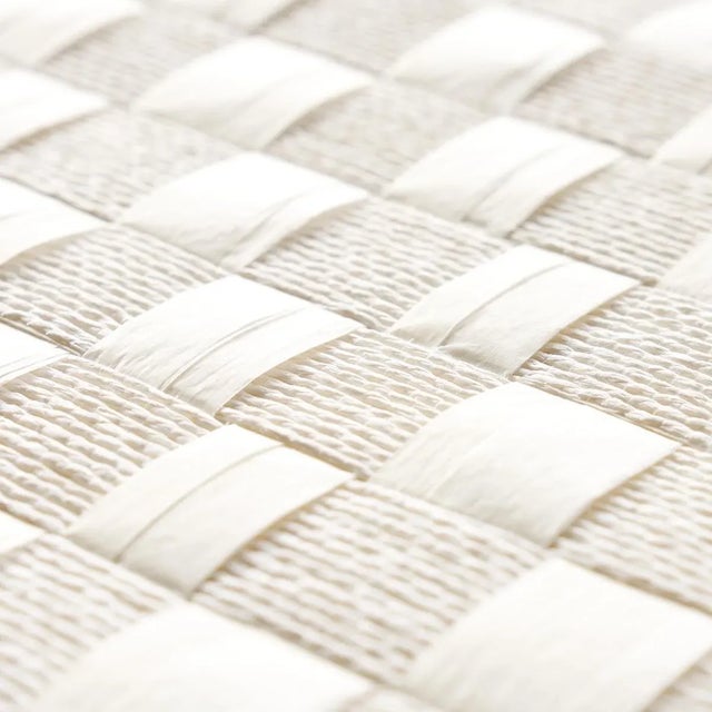 Schumacher Sample - Schumacher Textured Check Wallpaper in White For Sale - Image 4 of 6