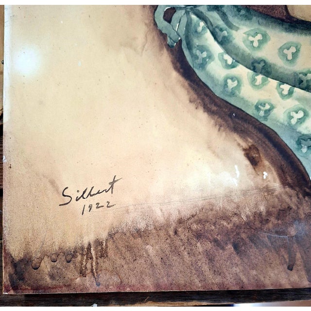 New Realism Watercolor Portrait of a Young Girl by Ben Silbert (1893-1940) For Sale In San Francisco - Image 6 of 7