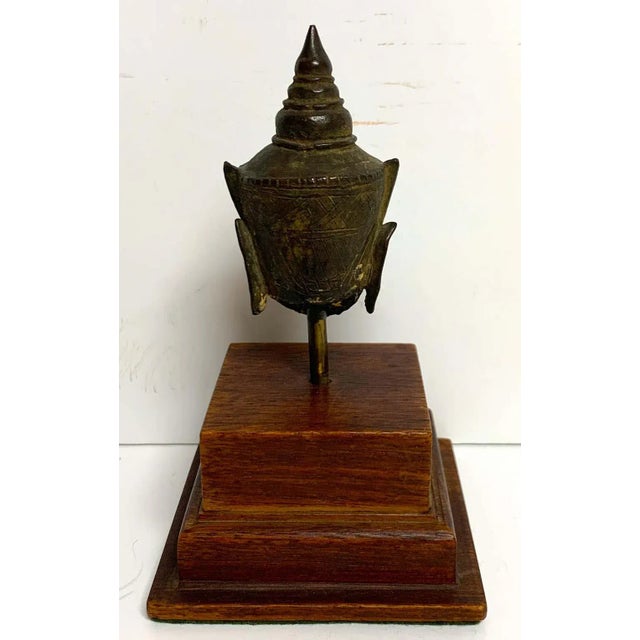 Mid 20th Century Miniature Bronze Thai Buddha Head - a Pair For Sale - Image 9 of 13