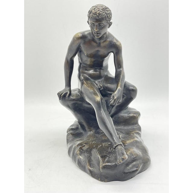 Seated Athletic Youth, Bronze Sculpture For Sale - Image 9 of 18