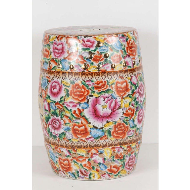 Rose Chinese Ceramic Garden Stool With Lucky Coins For Sale - Image 8 of 8