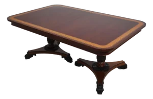 Baker Regency Style Mahogany Banded Dining Table