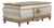 Italian-Inspired White & Gold Carved Writing Desk With 3 Drawers For Sale