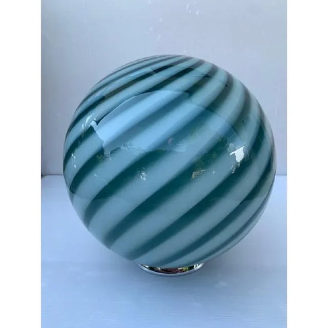 Milky-Green Sphere in Murano Glass Swirl Table Lamp by Simoeng For Sale - Image 3 of 8