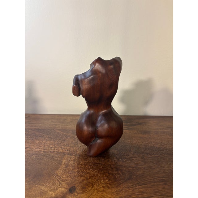 Brown Vintage Studio Hand Carved Mahogany Female Torso Sculpture For Sale - Image 8 of 9