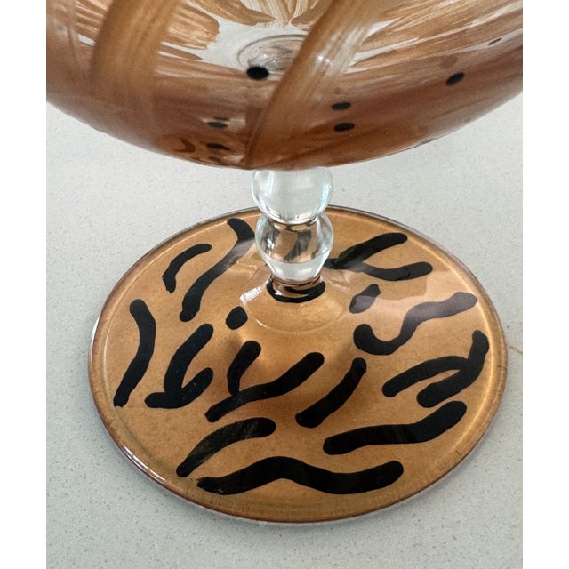 Contemporary Stringing Pair of Hand-Painted Cognac / Armagnac Glasses – Gold & Black Artisan Design For Sale - Image 4 of 12