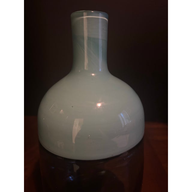 West Elm Mid-Century Modern Italian Style Incalmo Blown Art Glass Vase - Teal, Blue & Green, 12 Retired For Sale In Los Angeles - Image 6 of 8