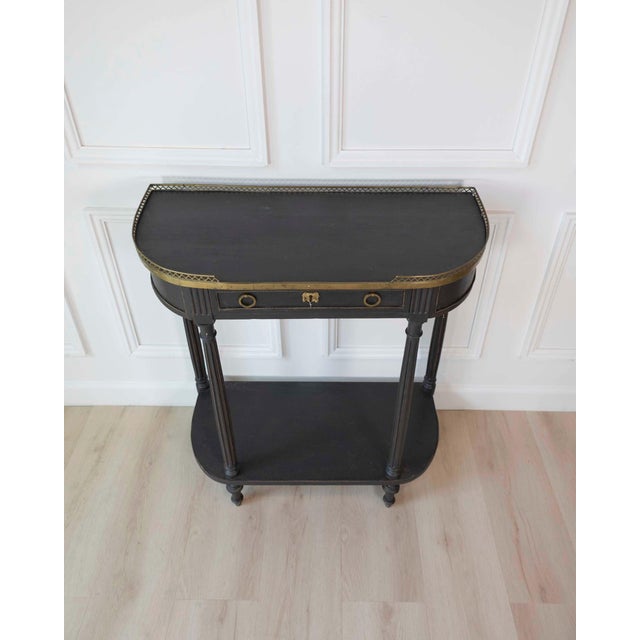 Gustavian (Swedish) Mid-19th Century Swedish Ebonized Console Table with Brass Gallery and Slate Top For Sale - Image 3 of 8