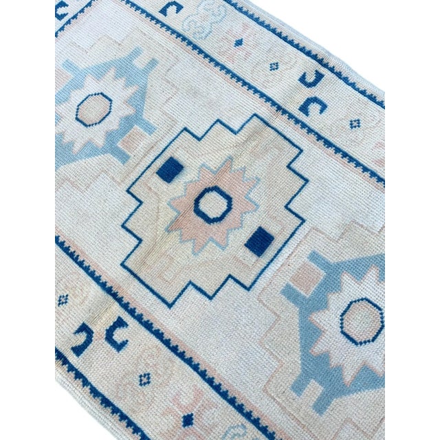 Vintage Turkish Handknotted Blue Wool Rug For Sale - Image 5 of 11