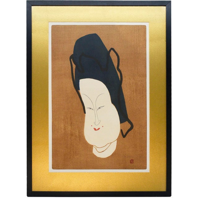 Contemporary Japanese Ukiyo-E Titled a Charm of Tempy Portrait Painting Framed 20 X 28.5 For Sale - Image 12 of 12