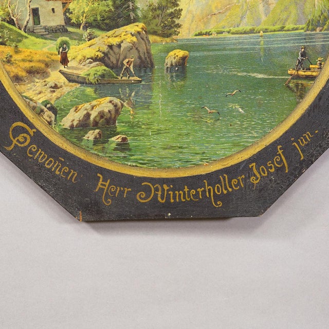 Antique Honor Target Landscape With Lake and Mountains, Germany 1925 For Sale - Image 4 of 6