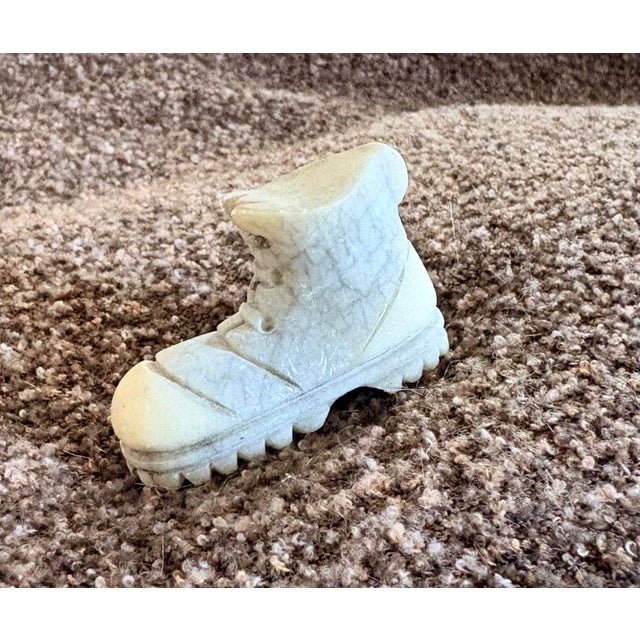 Miniature Hand Carved Marble/Alabster Man’s Work Boot, 1.25” H For Sale - Image 4 of 8