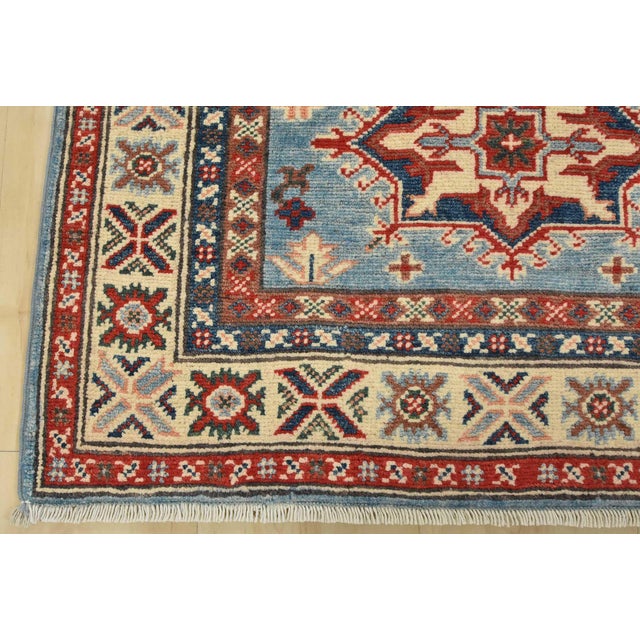 Kazak Runner 2’9” X 9’3” Blue Wool Tribal Hand-Knotted Oriental Rug For Sale - Image 10 of 13