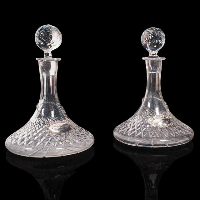 1950s Pair of Vintage English Glass Decanters For Sale - Image 13 of 13