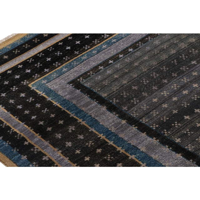Modern Rug & Kilim’s Persian Rug With Black, Blue and Purple Geometric Patterns For Sale - Image 3 of 7